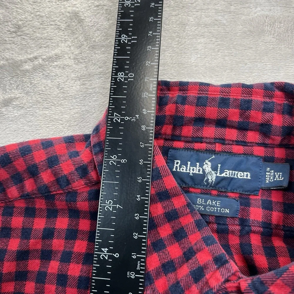 Ralph Lauren Shirt Mens Blake XL Red Flannel Check Pony Logo Button Down